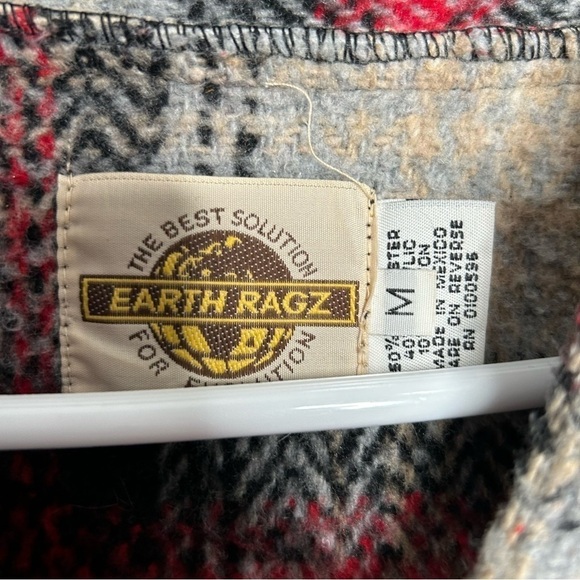 Earth Rags Hoodie Multicolor Adult Large Baja Plaid Striped Pullover - Picture 2 of 4